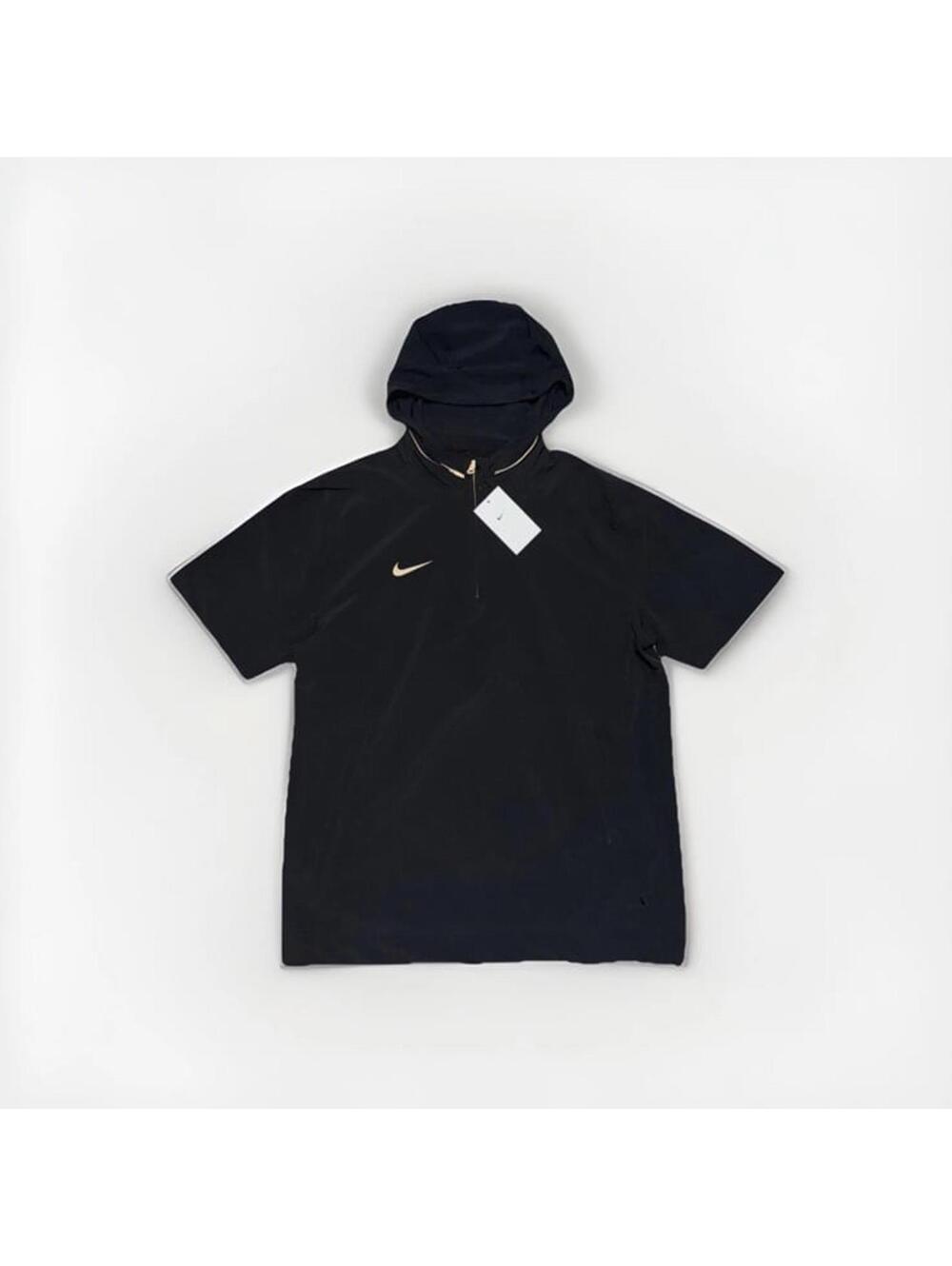 New Nike Short-Sleeve Black Woven Football Coach Hoodie FJ9548-014 Mens S